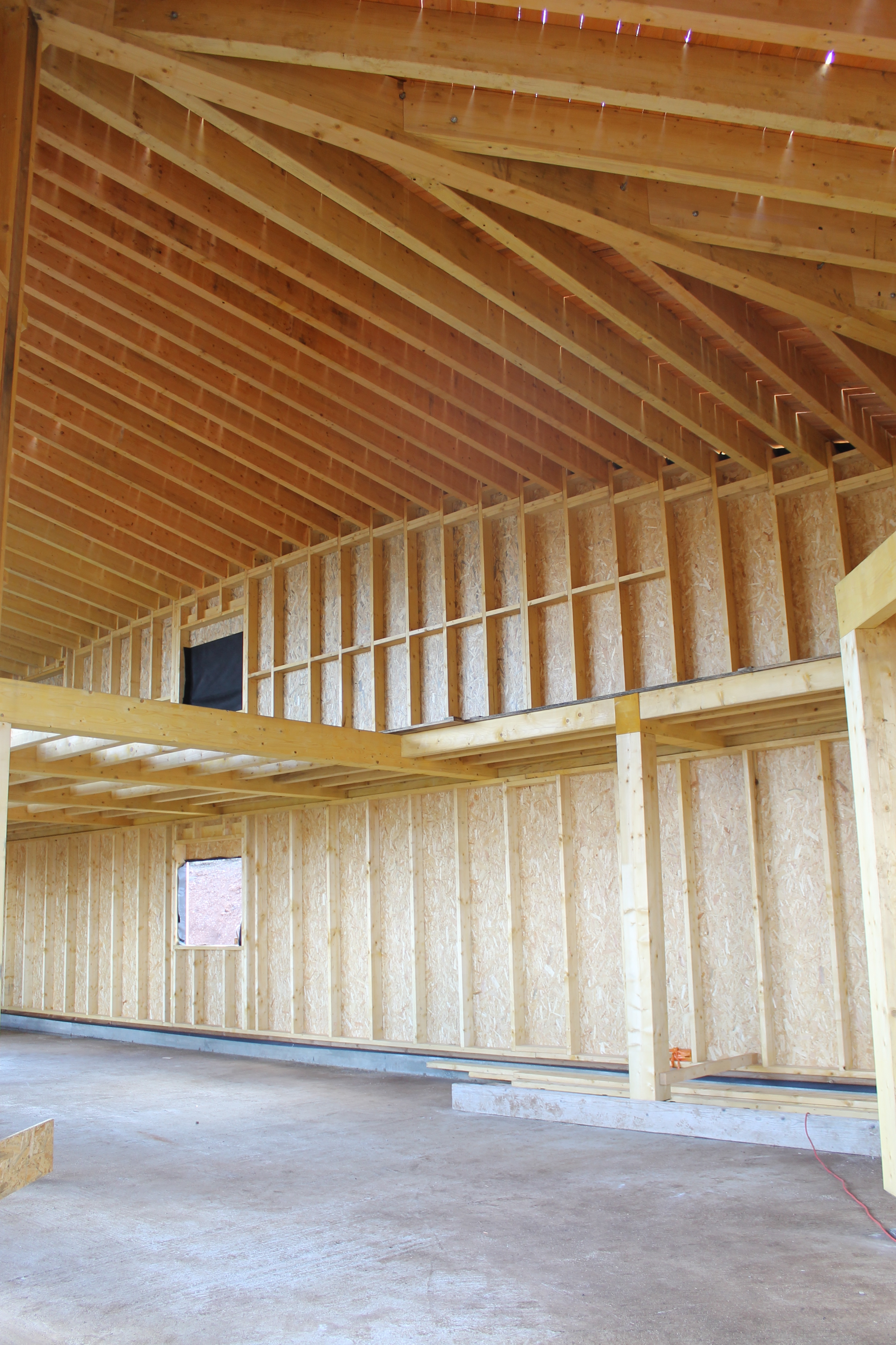 Chantier intérieurDétail de l&#039;ossature bois intérieure