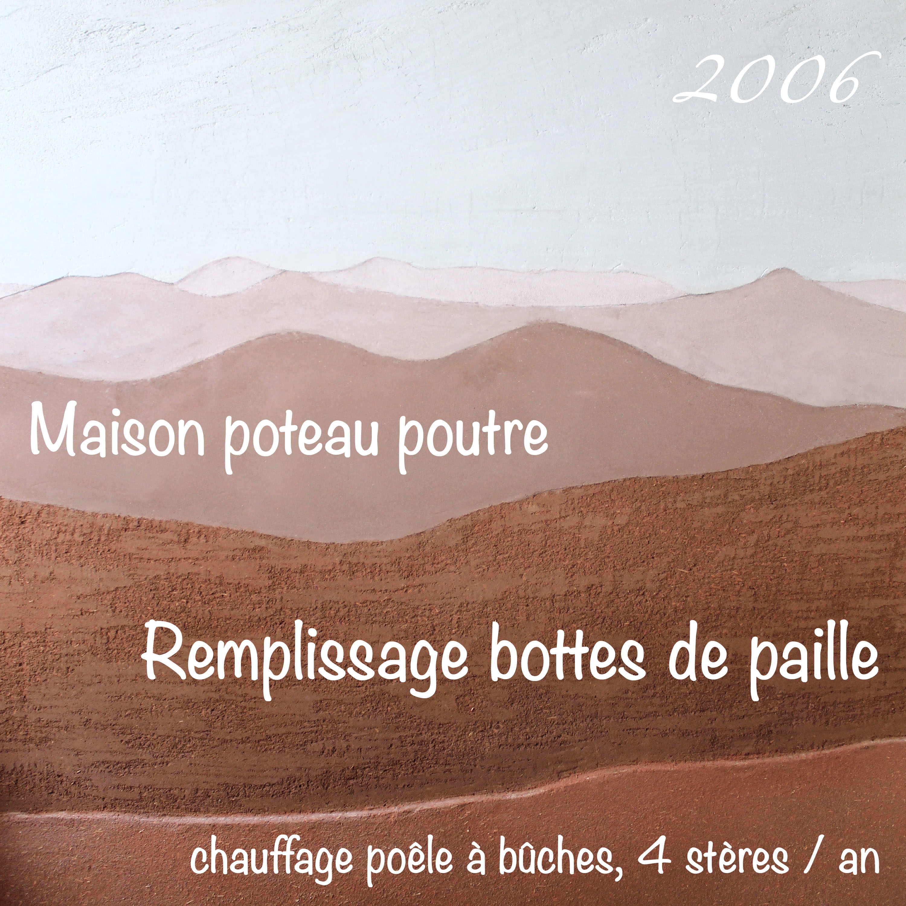 Titre écrit sur fresque paysage en terre crue