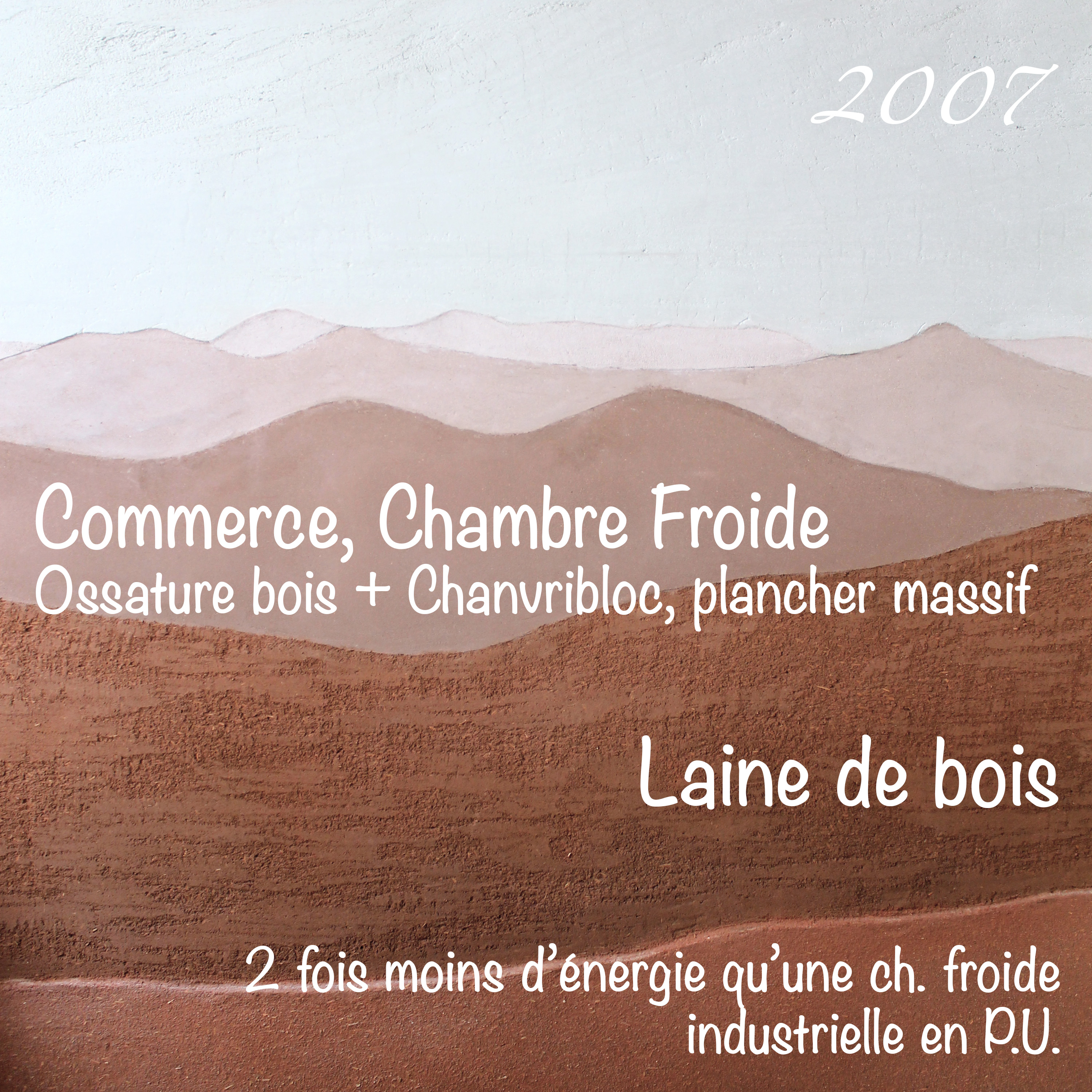 Titre écrit sur fresque paysage en terre crue