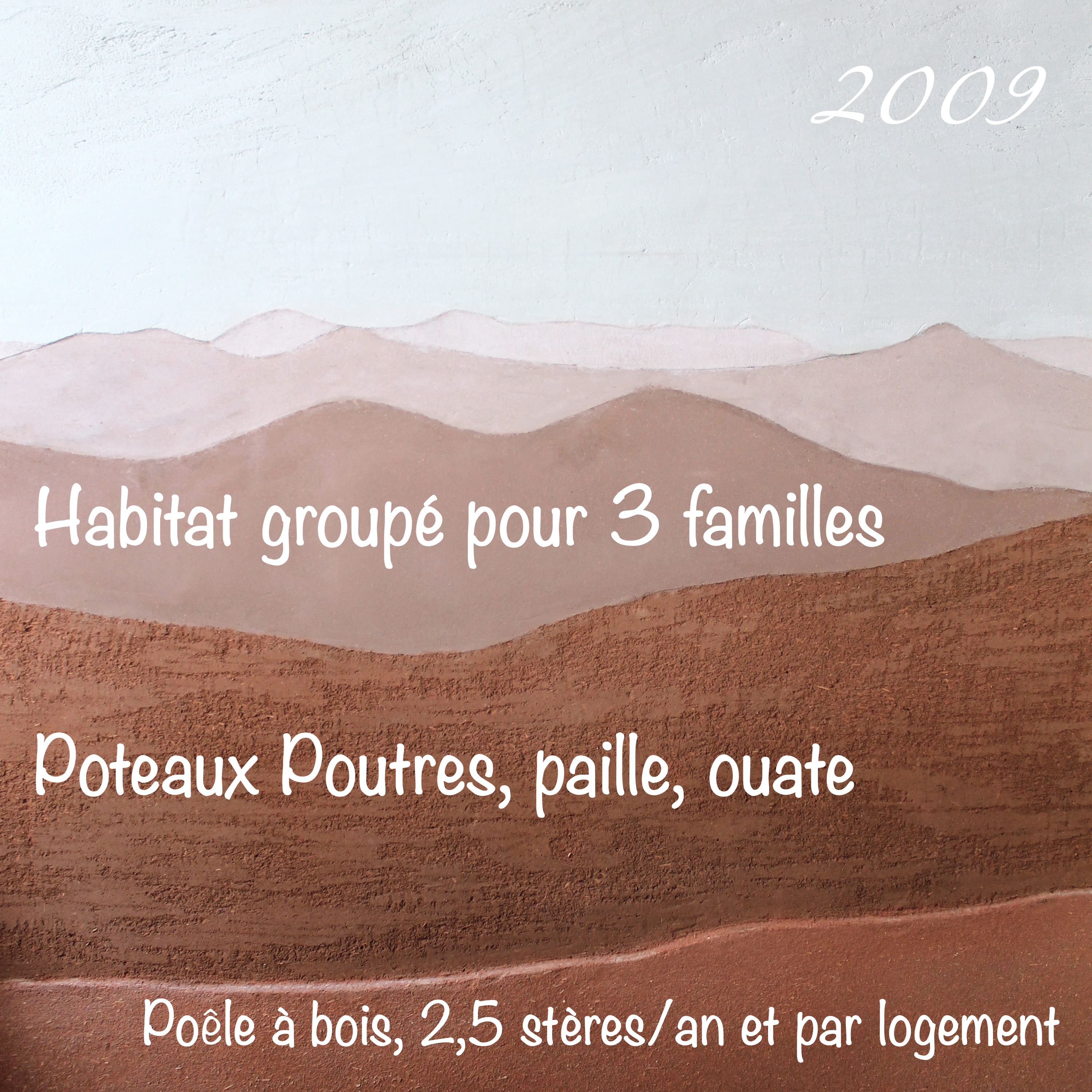 Titre écrit sur fresque paysage en terre crue
