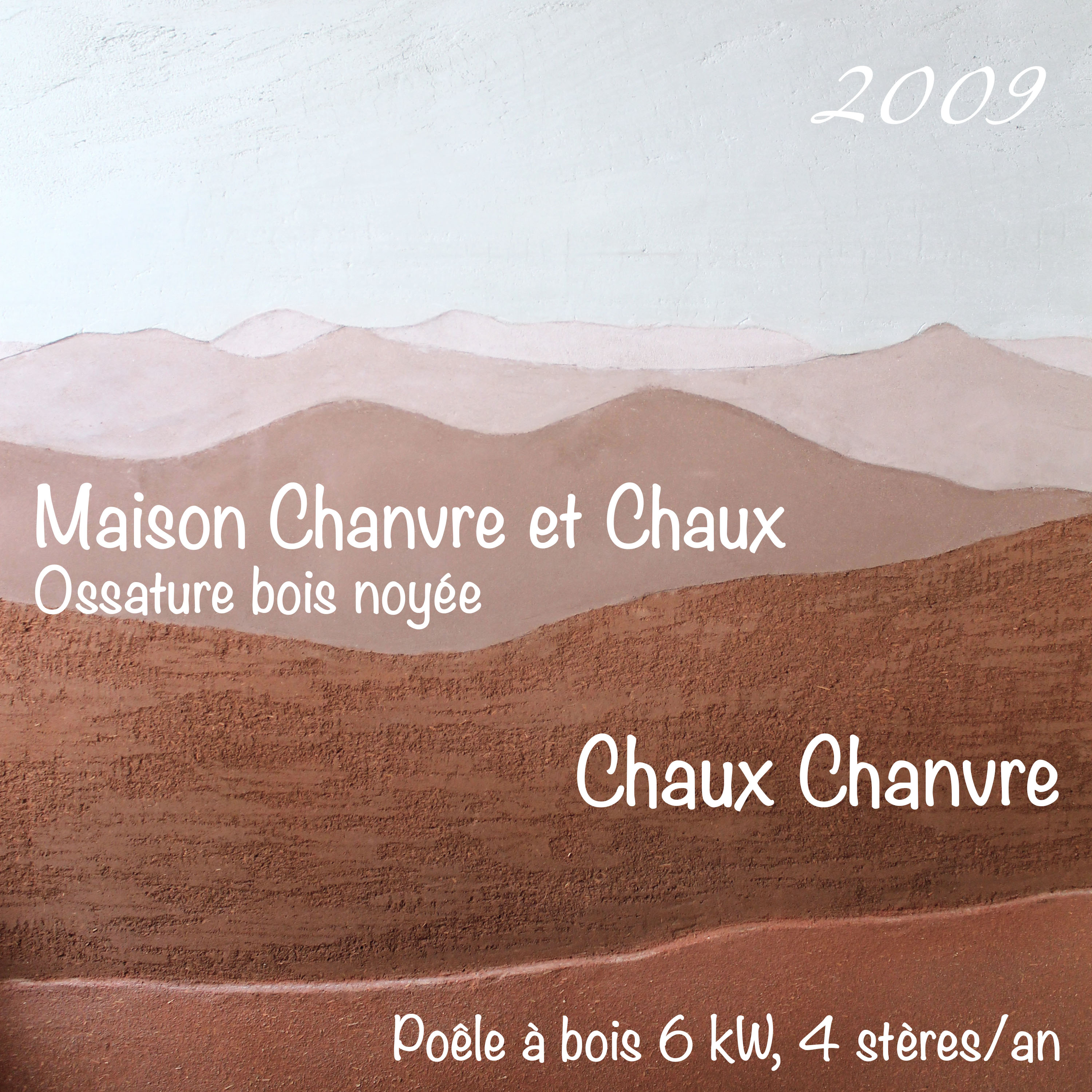 Titre écrit sur fresque paysage en terre crue