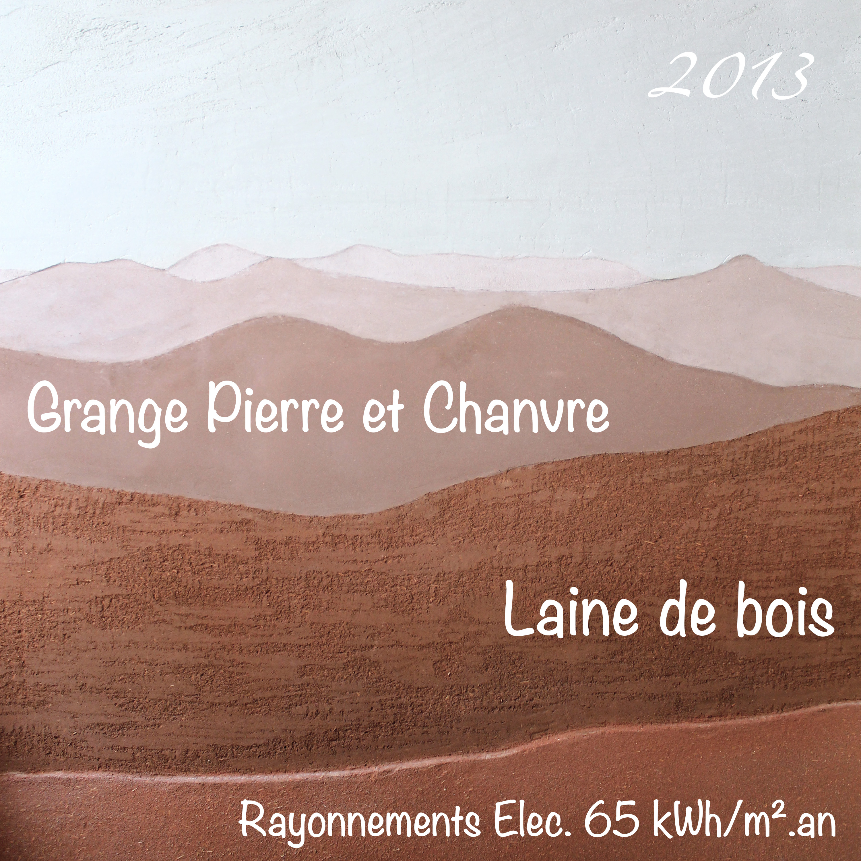 Titre écrit sur fresque paysage en terre crue