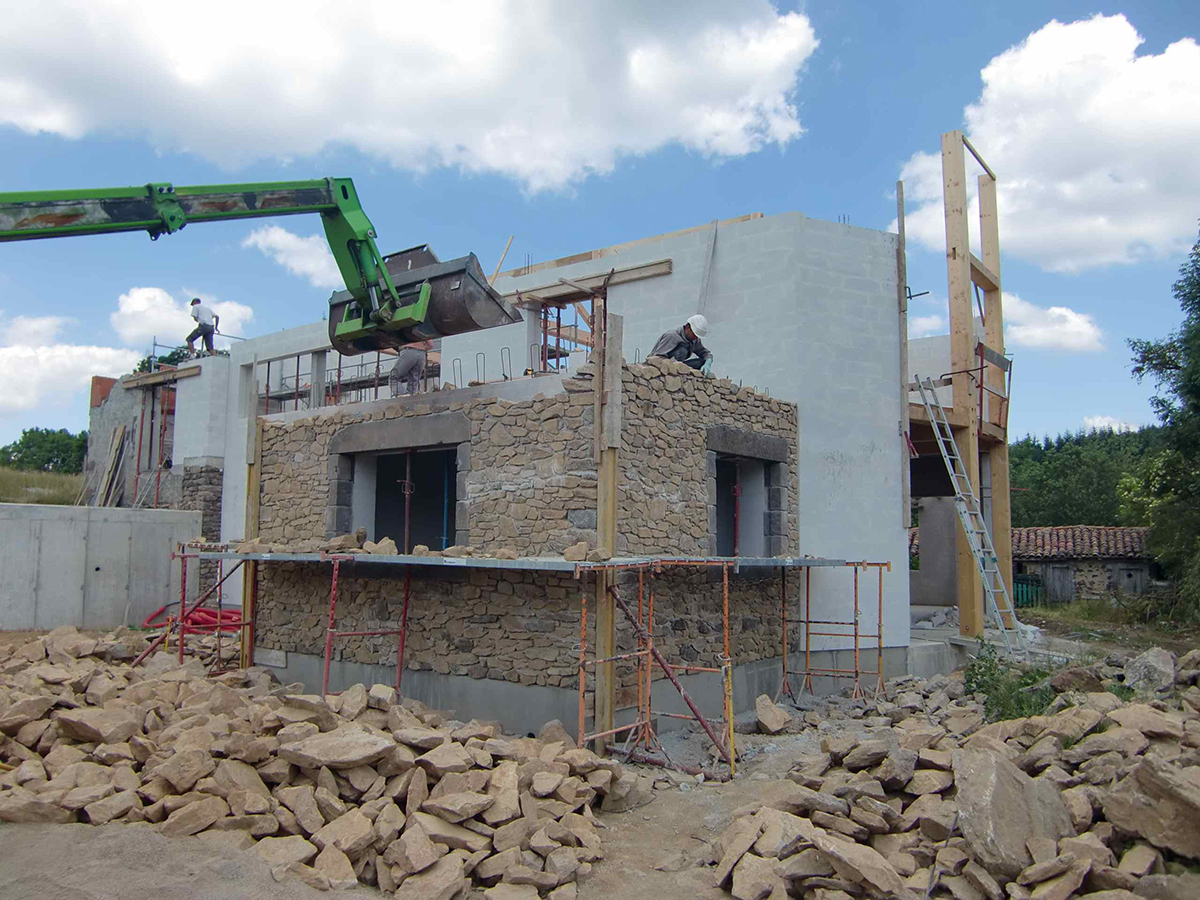Chantier monomur béton cellulaire à Ally