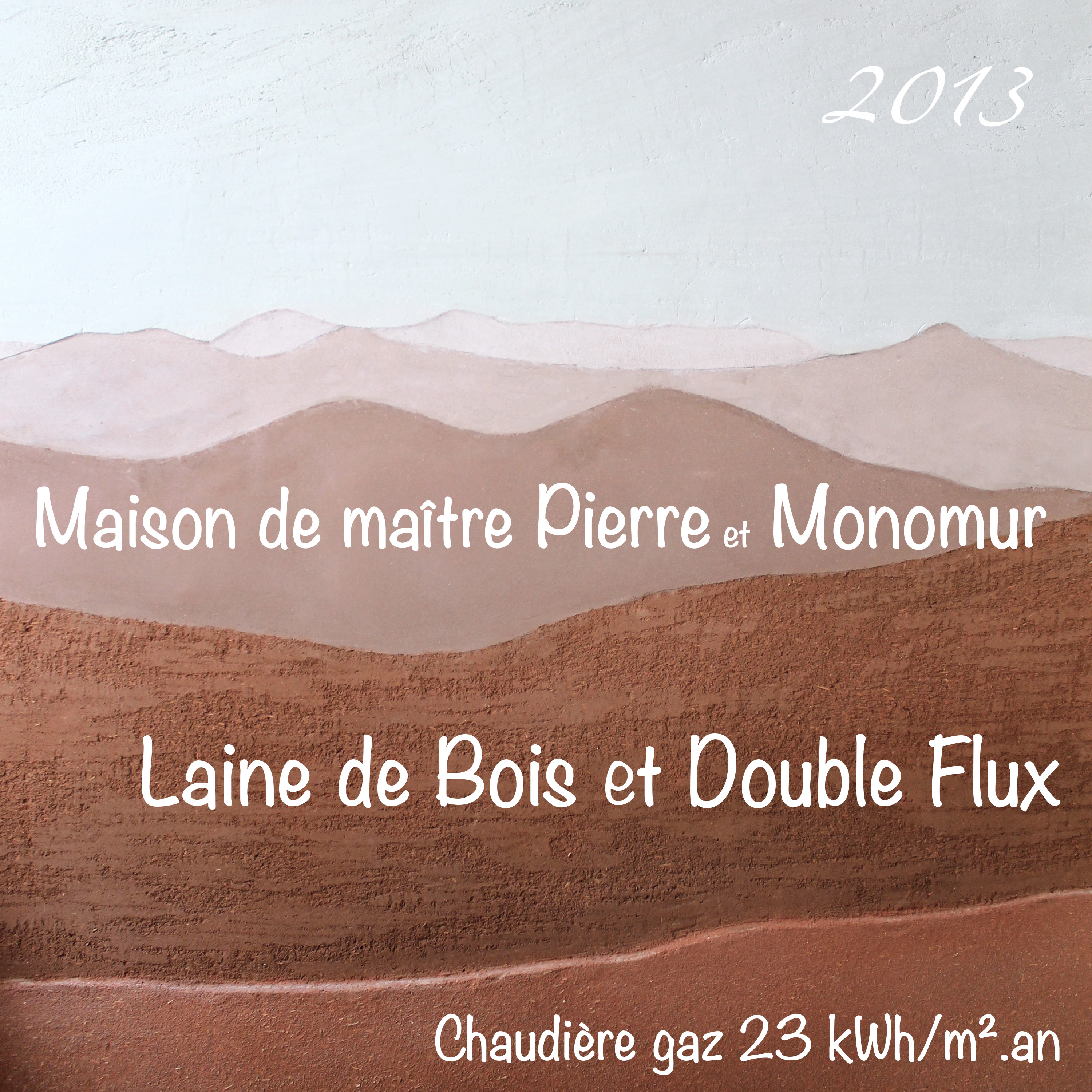 Titre écrit sur fresque paysage en terre crue
