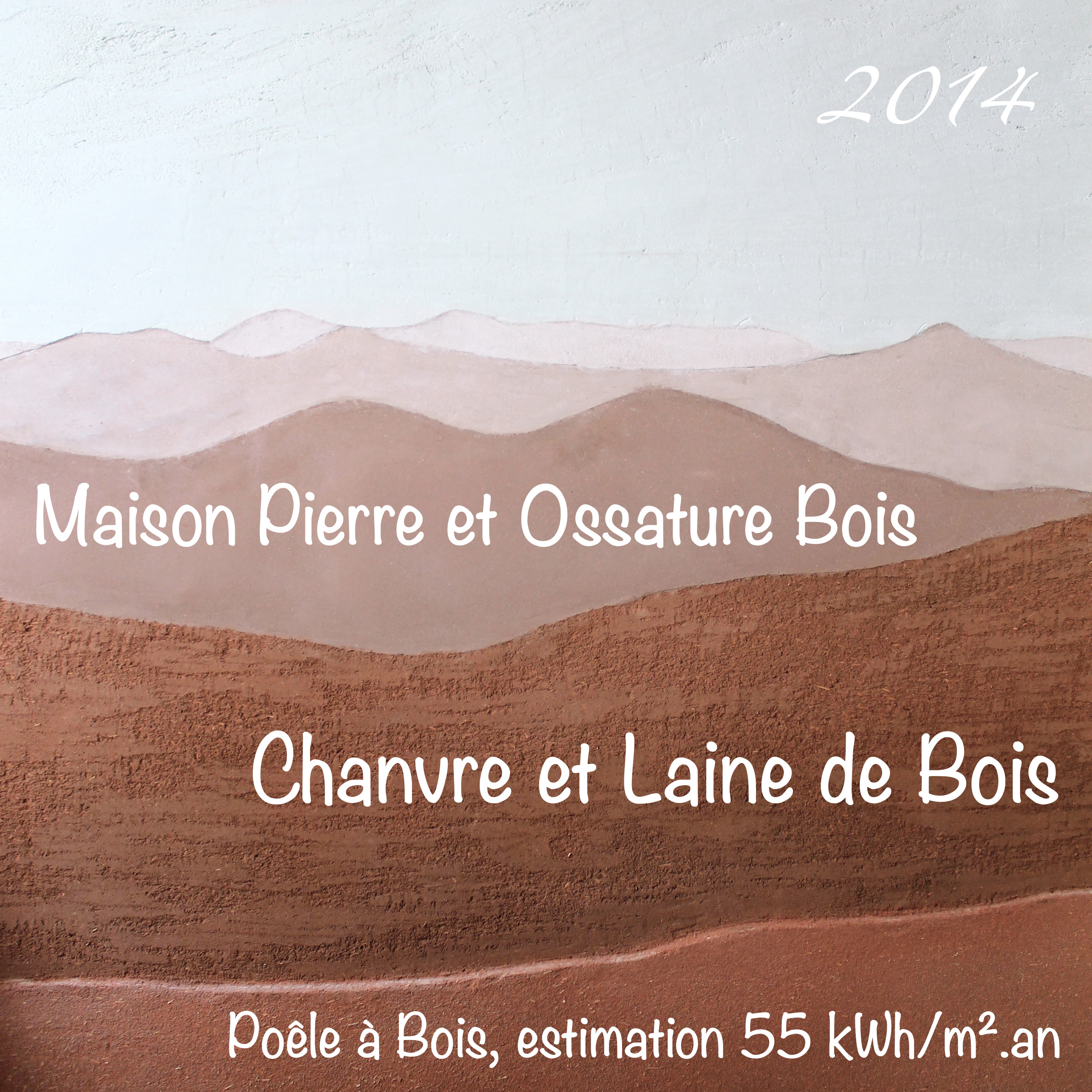 Titre écrit sur fresque paysage en terre crue