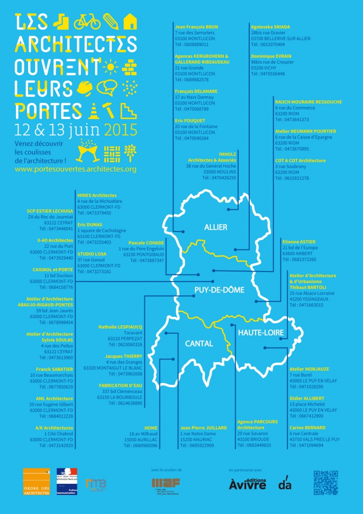 Carte des architectes qui ouvrent leurs portes en Auvergne