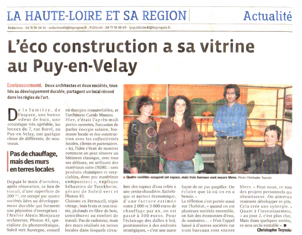 L&#039;éco-construction à sa vitrine au Puy-en-Velay