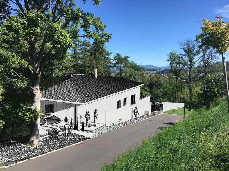 photo du terrain au Puy avec incrustation du projet