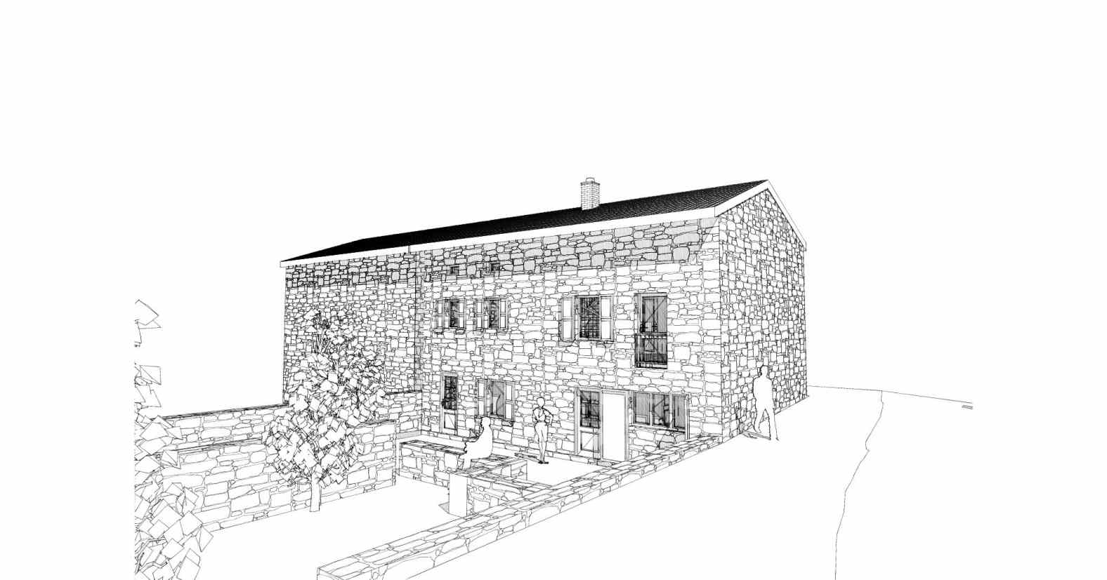 Maison de ville rénovée en matériaux biosourcés à Vorey